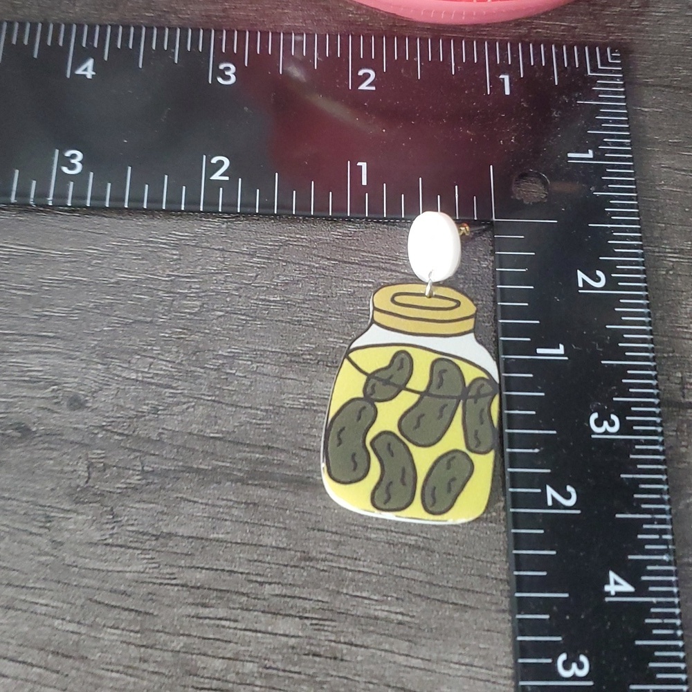 Pickle Jar Novelty Earrings For Pierced Ears‎ E1018 - Picture 2 of 2
